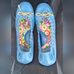 Born Blue Flats with Floral Insole